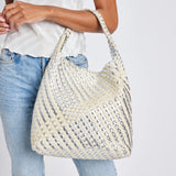 Ellery Mixed Woven Hobo Bag - Silver-130 ACCESSORIES-Moda Luxe-July & June Women's Fashion Boutique Located in San Antonio, Texas