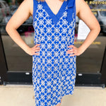 Royal Blue Embroidered Mini Dress-510 Mini-FATE-July & June Women's Fashion Boutique Located in San Antonio, Texas