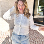 Pointelle Cardigan - Ivory-230 Sweaters/Cardis-ALLIE ROSE-July & June Women's Fashion Boutique Located in San Antonio, Texas