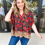 Fall Garden Blouse - Black-200 Fashion Blouses-ENTRO-July & June Women's Fashion Boutique Located in San Antonio, Texas