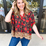 Fall Garden Blouse - Black-200 Fashion Blouses-ENTRO-July & June Women's Fashion Boutique Located in San Antonio, Texas