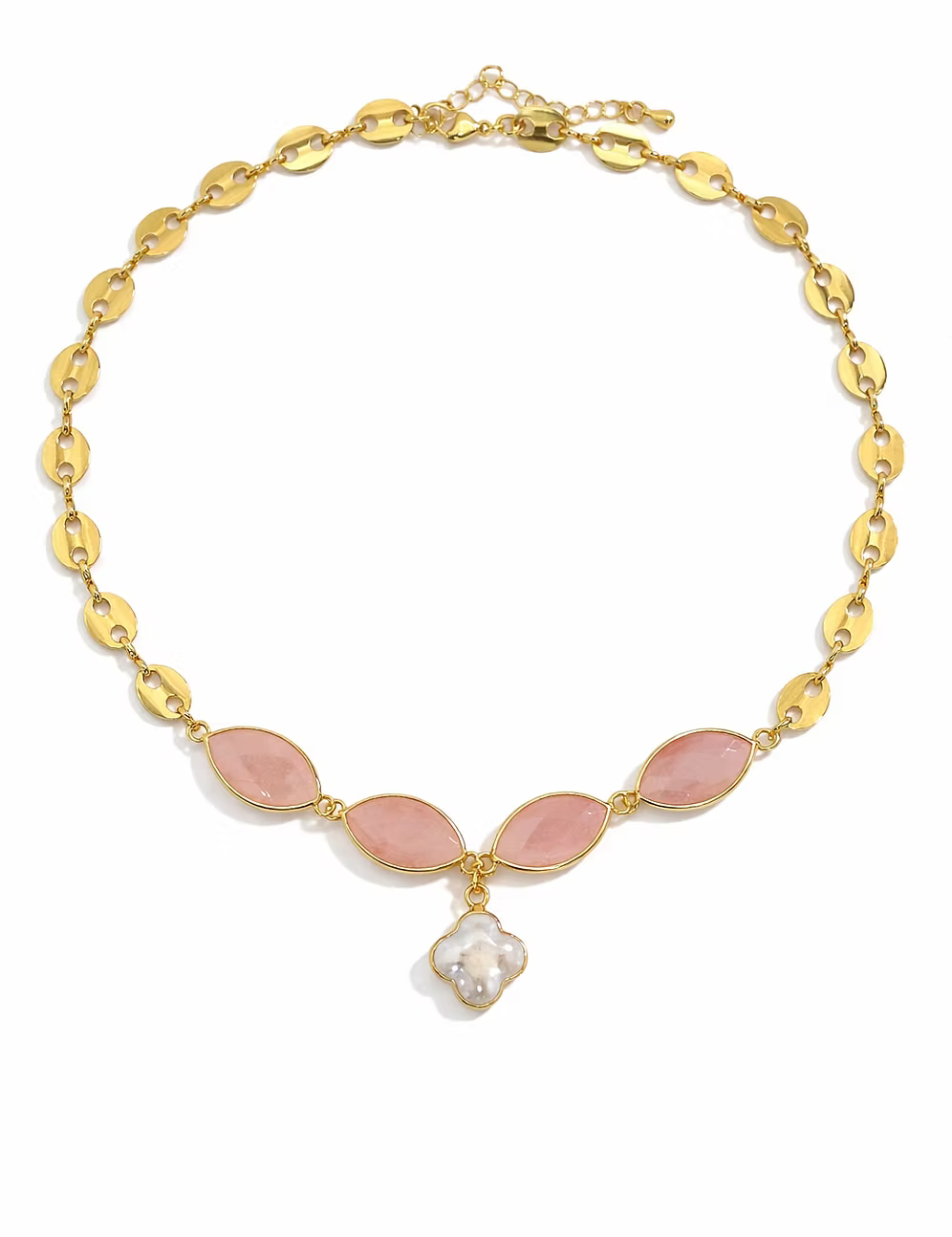 Easton Elle - Clover Pearl Necklace - Pink-110 Jewelry & Hair-Easton Elle-July & June Women's Fashion Boutique Located in San Antonio, Texas