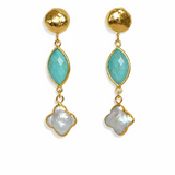 Easton Elle - Clover Pearl Earrings - Turquoise