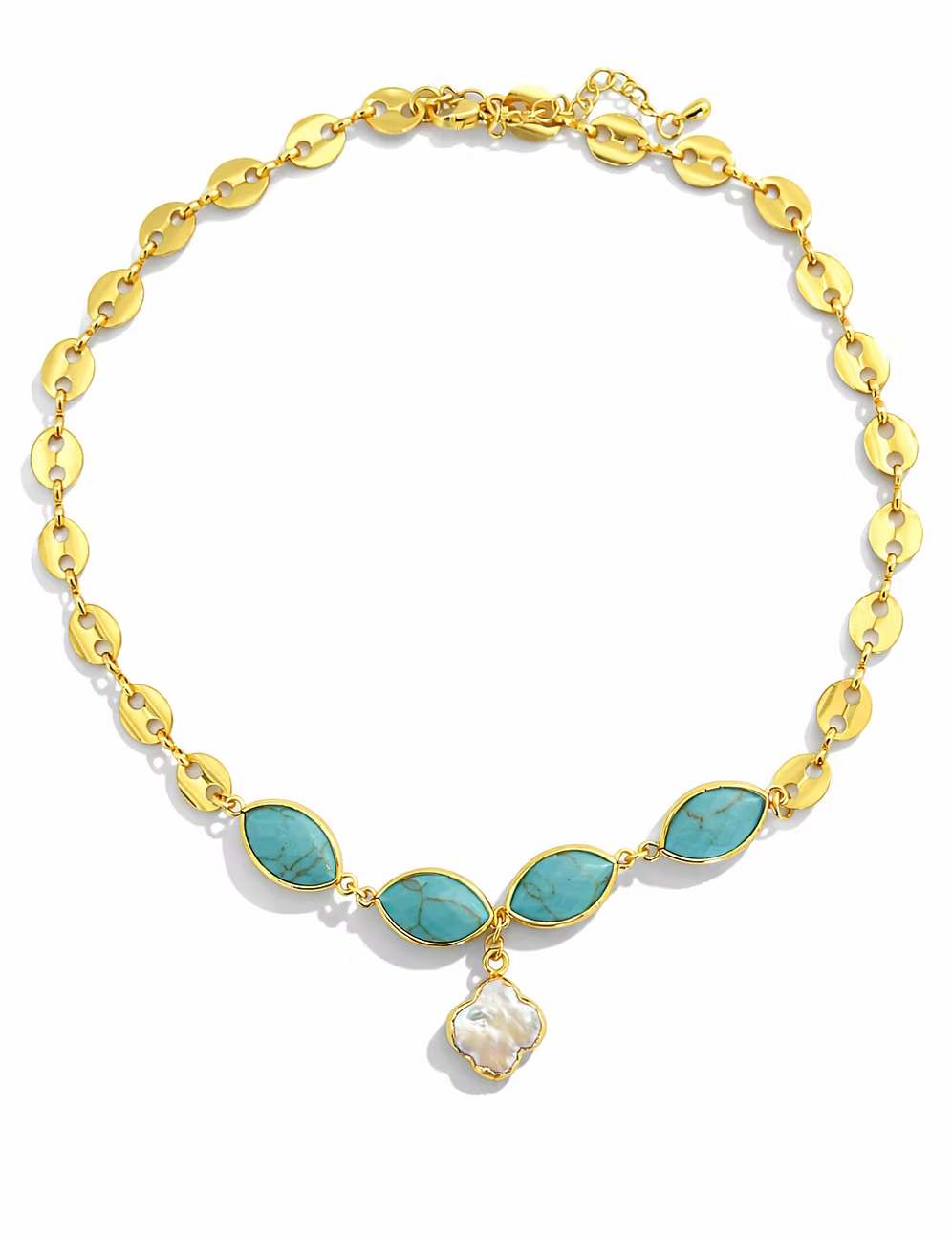 Easton Elle - Clover Pearl Necklace - Turquoise-110 Jewelry & Hair-Easton Elle-July & June Women's Fashion Boutique Located in San Antonio, Texas
