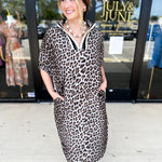 Leopard Caftan Midi Dress - Grey-500 Midi-ENTRO-July & June Women's Fashion Boutique Located in San Antonio, Texas