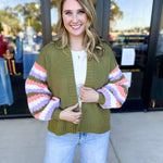Mary Square - Pippa Green Cardigan-230 Sweaters/Cardis-MARY SQUARE-July & June Women's Fashion Boutique Located in San Antonio, Texas