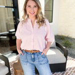 Stripe Dolman Blouse - Pink-200 Fashion Blouses-ALLIE ROSE-July & June Women's Fashion Boutique Located in San Antonio, Texas