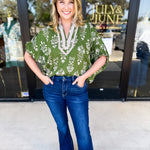 The Frankie Blouse - Olive-200 Fashion Blouses-ENTRO-July & June Women's Fashion Boutique Located in San Antonio, Texas
