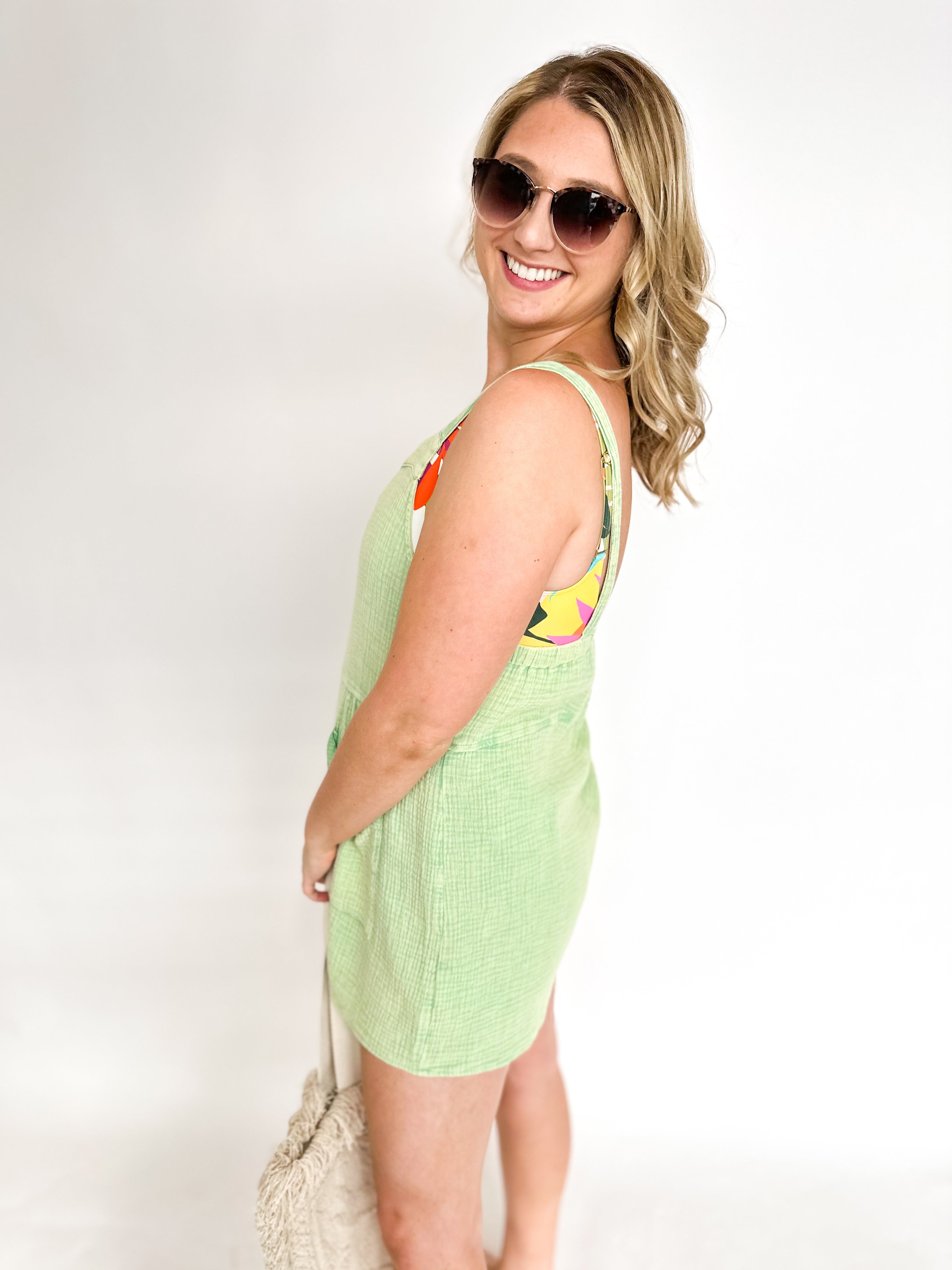 Carefree Pocket Romper - Lime-510 Mini-HEYSON-July & June Women's Fashion Boutique Located in San Antonio, Texas