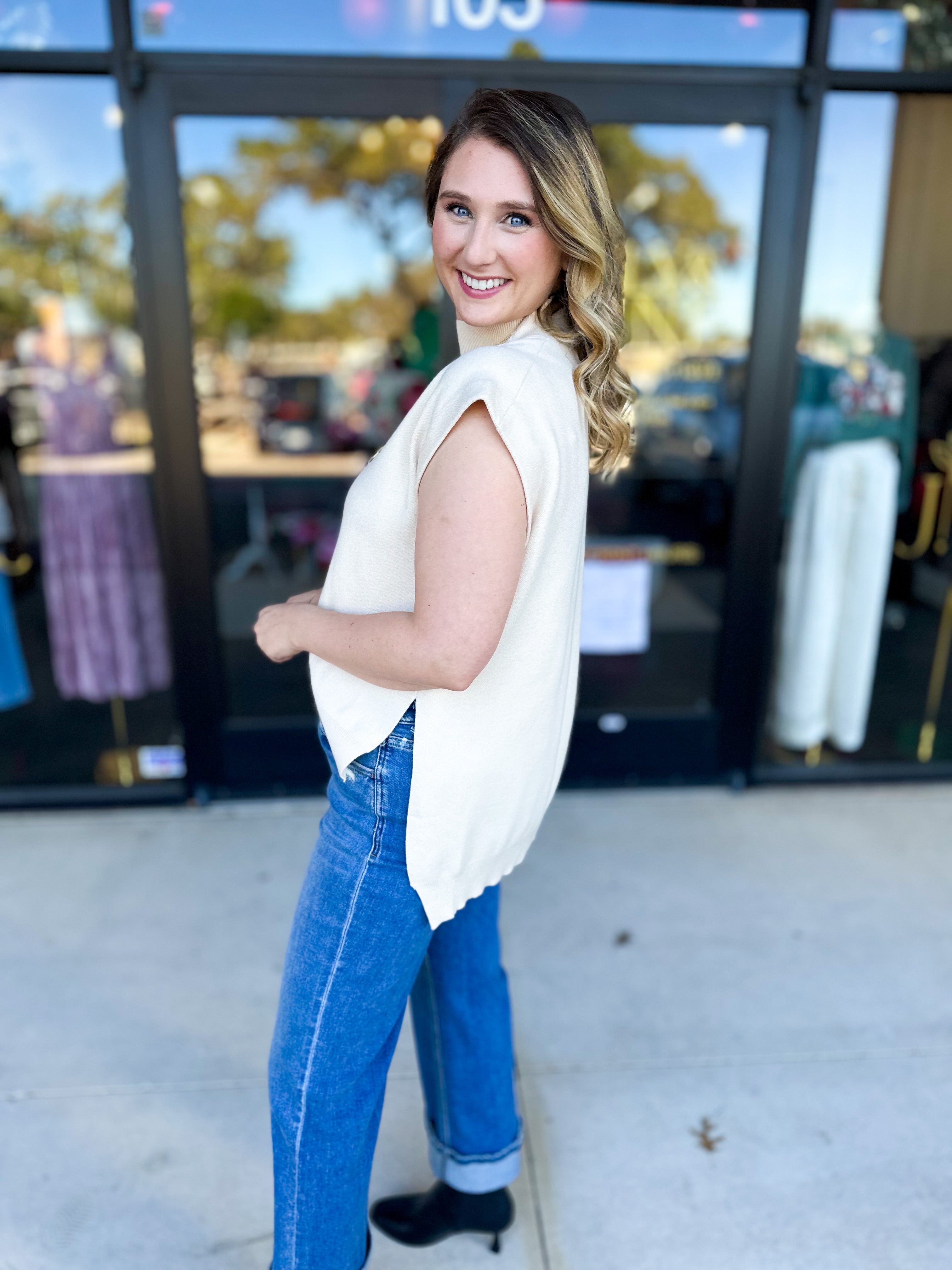 The Abigail Sweater Top - Cream-230 Sweaters/Cardis-ENTRO-July & June Women's Fashion Boutique Located in San Antonio, Texas