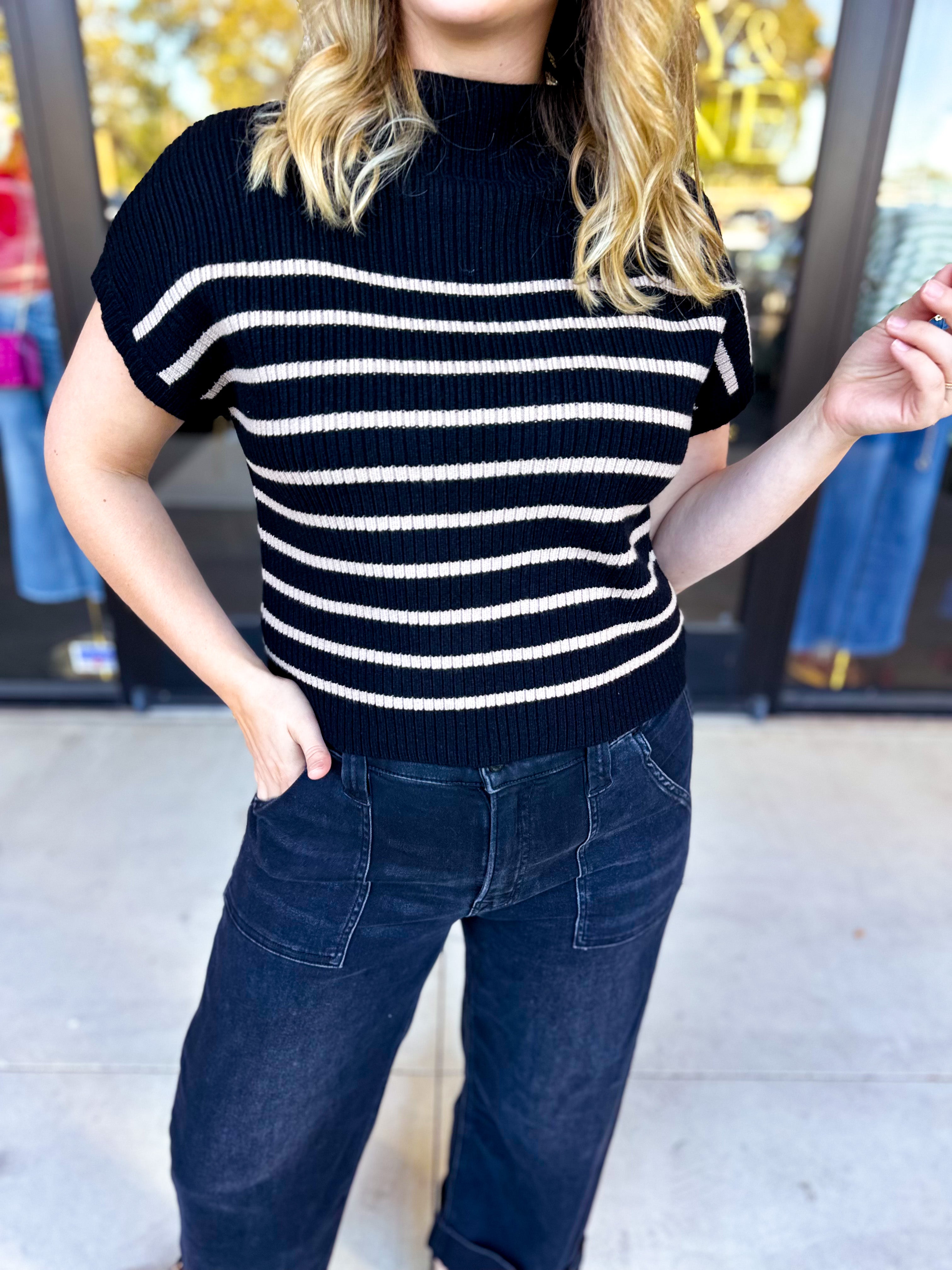 Pink Friday Doorbuster - Mock Neck Knit Sweater Top - Black - ONLINE-PINK FRIDAY DOORBUSTERS-BLU PEPPER-July & June Women's Fashion Boutique Located in San Antonio, Texas