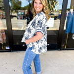 The Briar Blouse - Navy-200 Fashion Blouses-ENTRO-July & June Women's Fashion Boutique Located in San Antonio, Texas