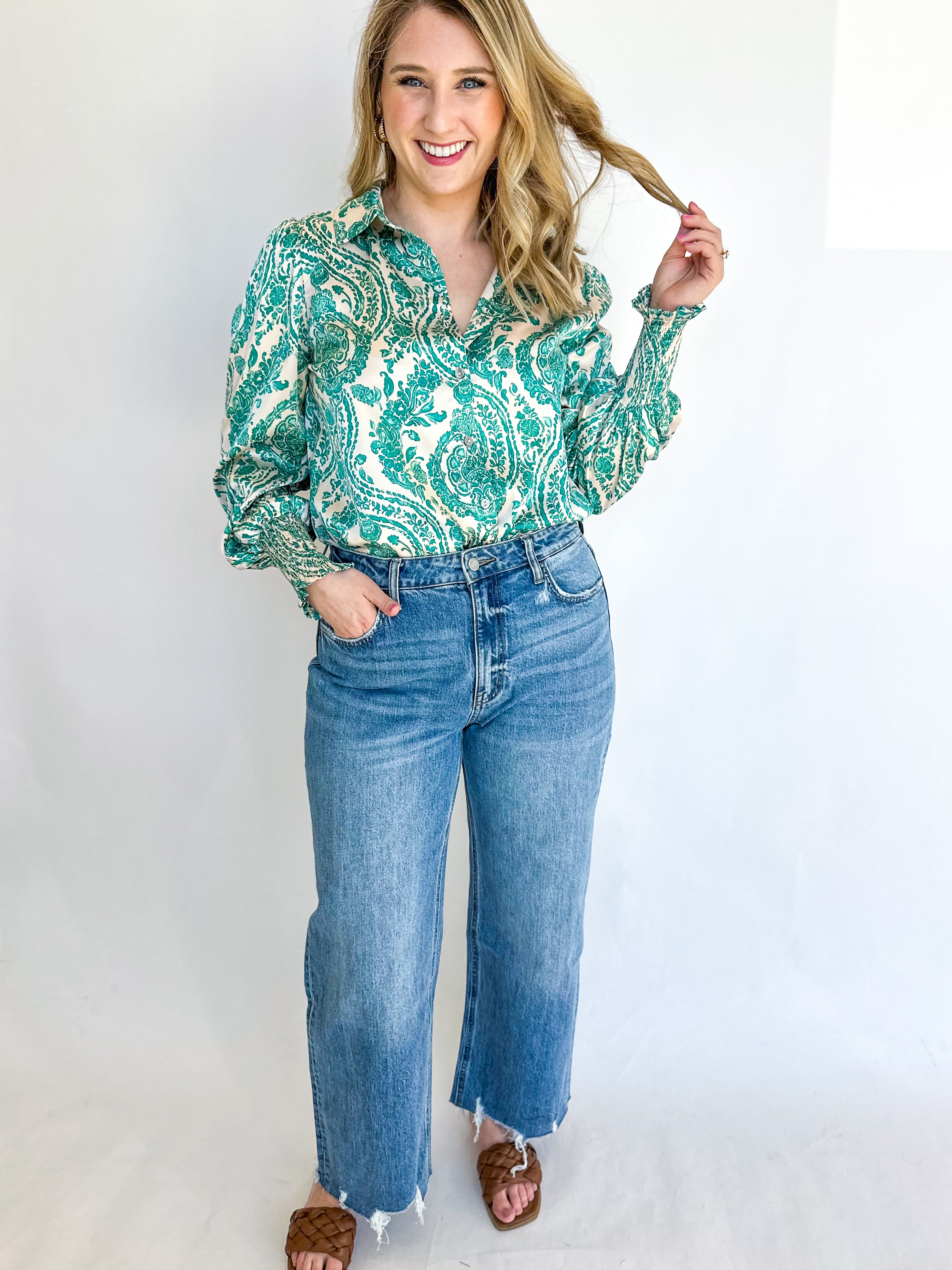 Vervet - High Rise Cropped Wide Leg Jeans-400 Pants-VEVERT BY FLYING MONKEY-July & June Women's Fashion Boutique Located in San Antonio, Texas