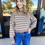 Pink Friday Doorbuster - Mock Neck Sweater Top - Coco - IN STORE-PINK FRIDAY DOORBUSTERS-BLU PEPPER-July & June Women's Fashion Boutique Located in San Antonio, Texas