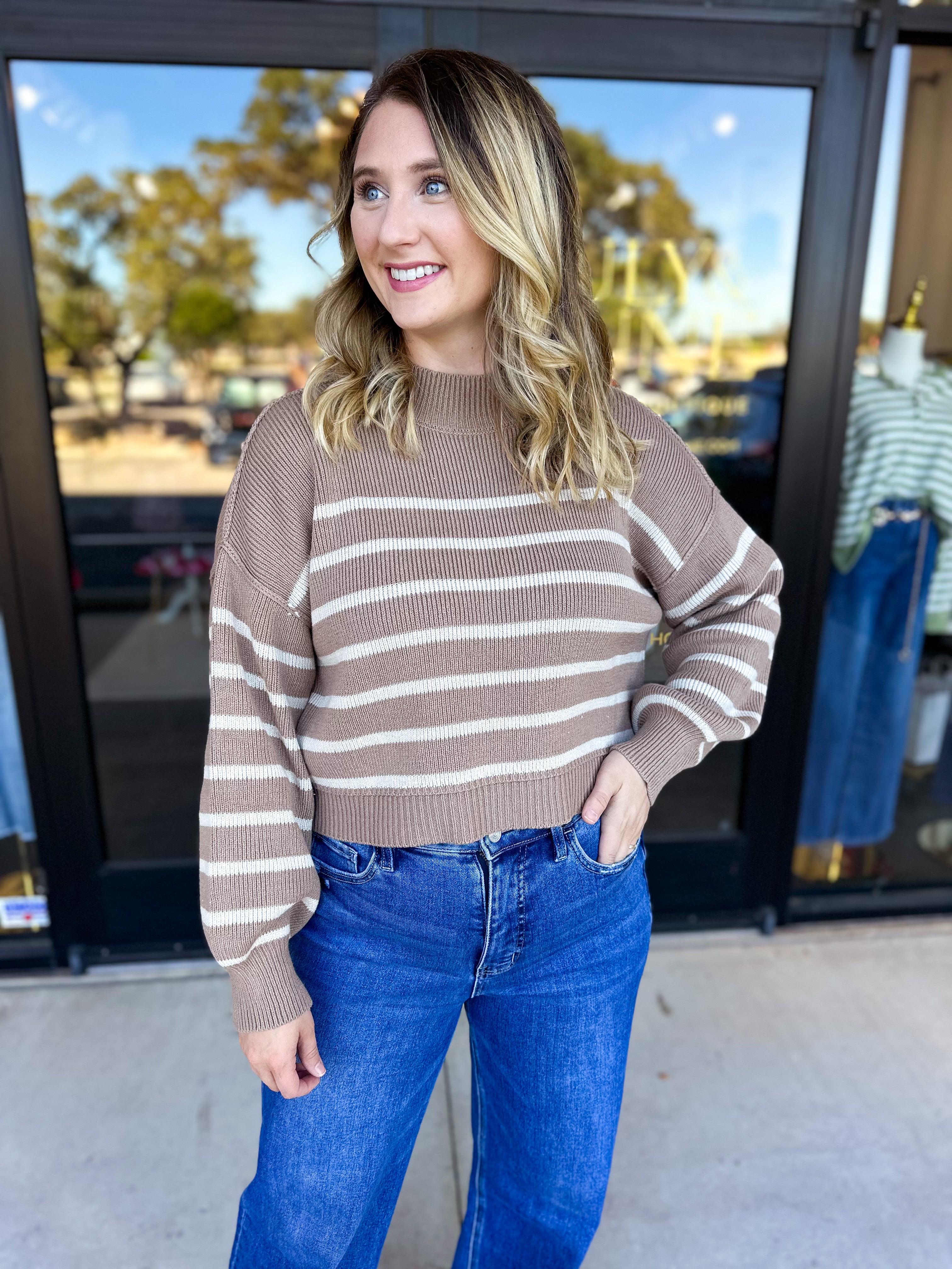 Pink Friday Doorbuster - Mock Neck Sweater Top - Coco - IN STORE-PINK FRIDAY DOORBUSTERS-BLU PEPPER-July & June Women's Fashion Boutique Located in San Antonio, Texas