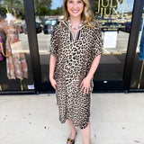 Leopard Caftan Midi Dress - Mocha-500 Midi-ENTRO-July & June Women's Fashion Boutique Located in San Antonio, Texas