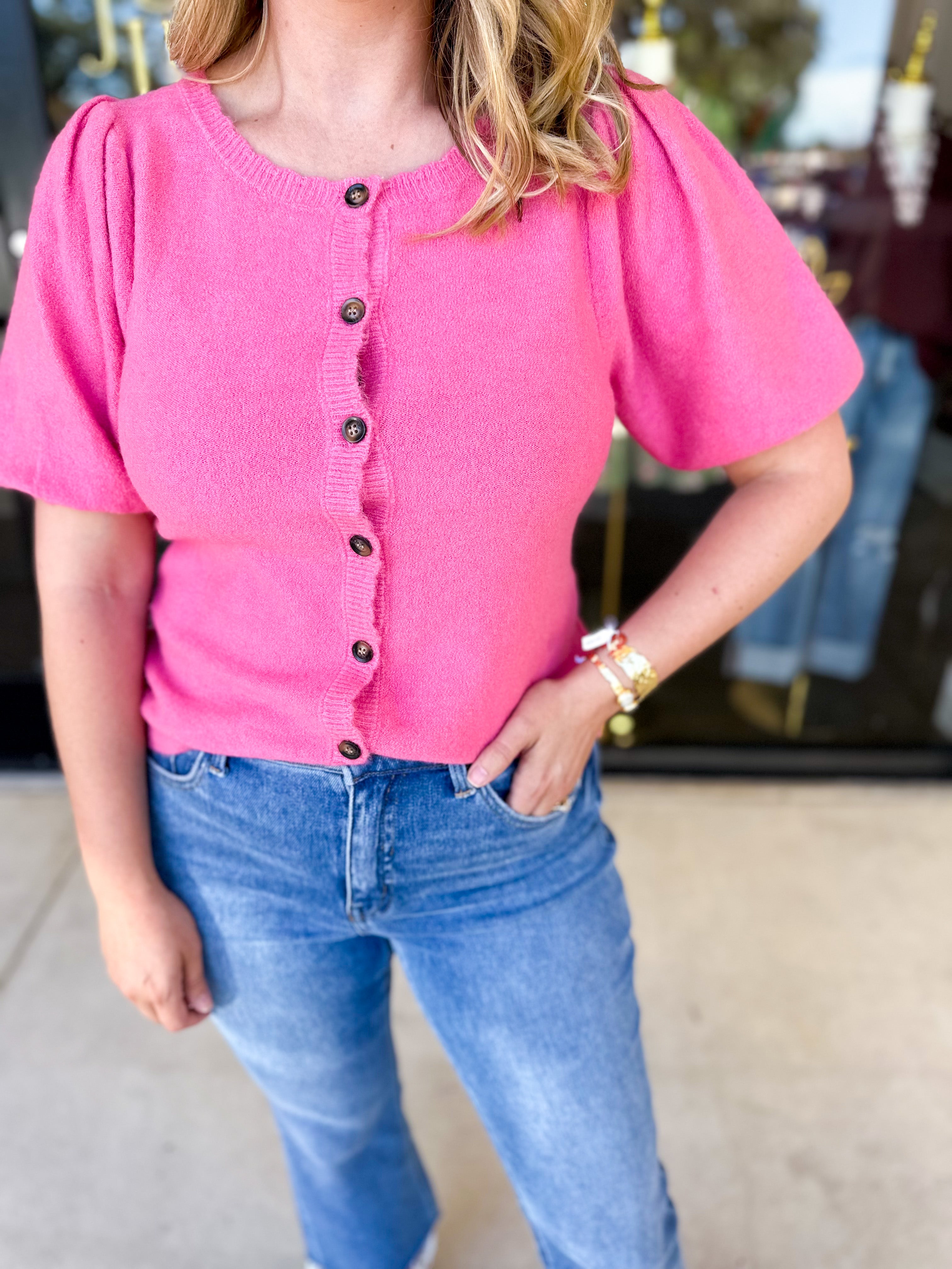 Bubblegum Pink Cardigan-230 Sweaters/Cardis-FATE-July & June Women's Fashion Boutique Located in San Antonio, Texas