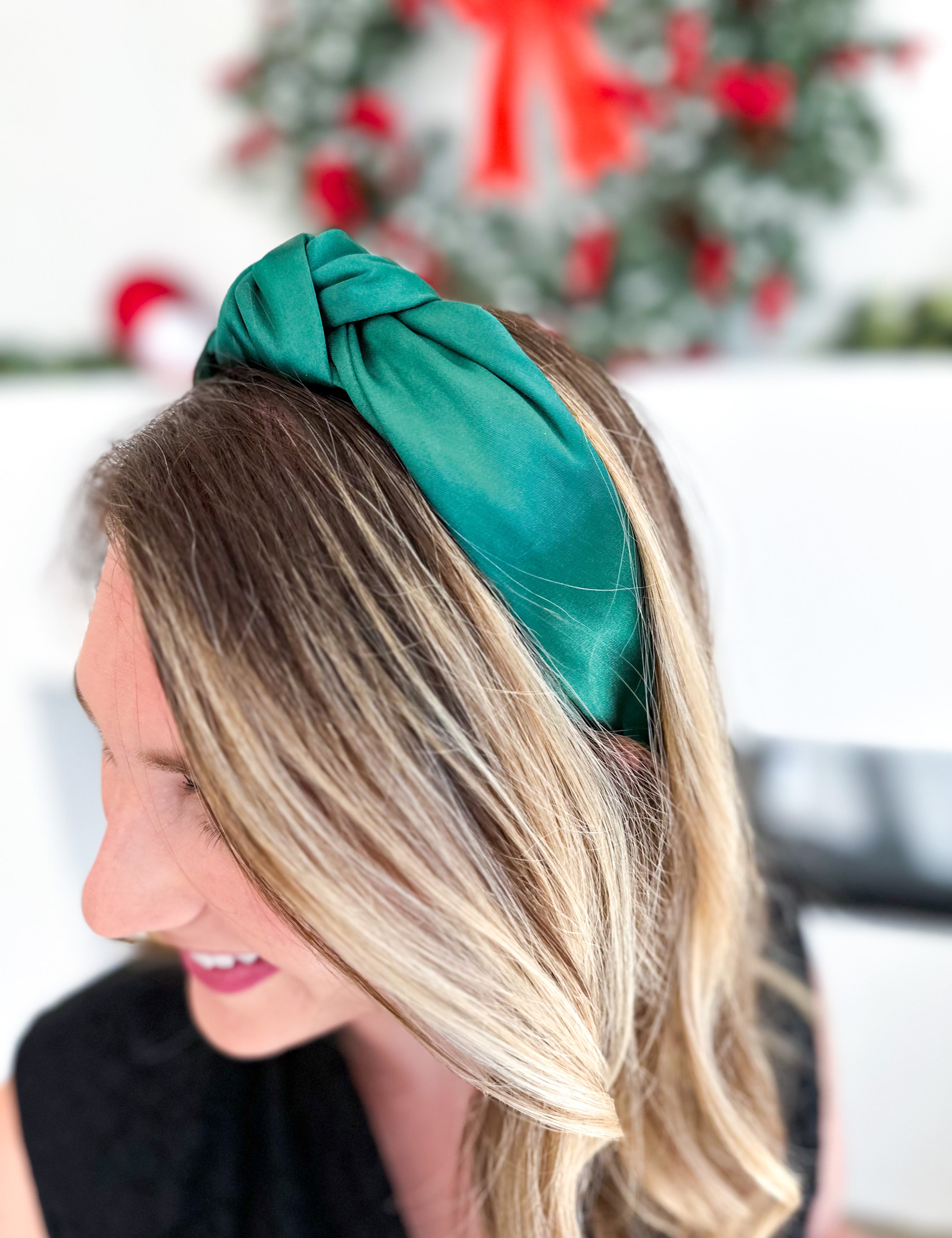 Satin Knotted Headband - Green-130 Accessories-SHIRALEAH-July & June Women's Fashion Boutique Located in San Antonio, Texas