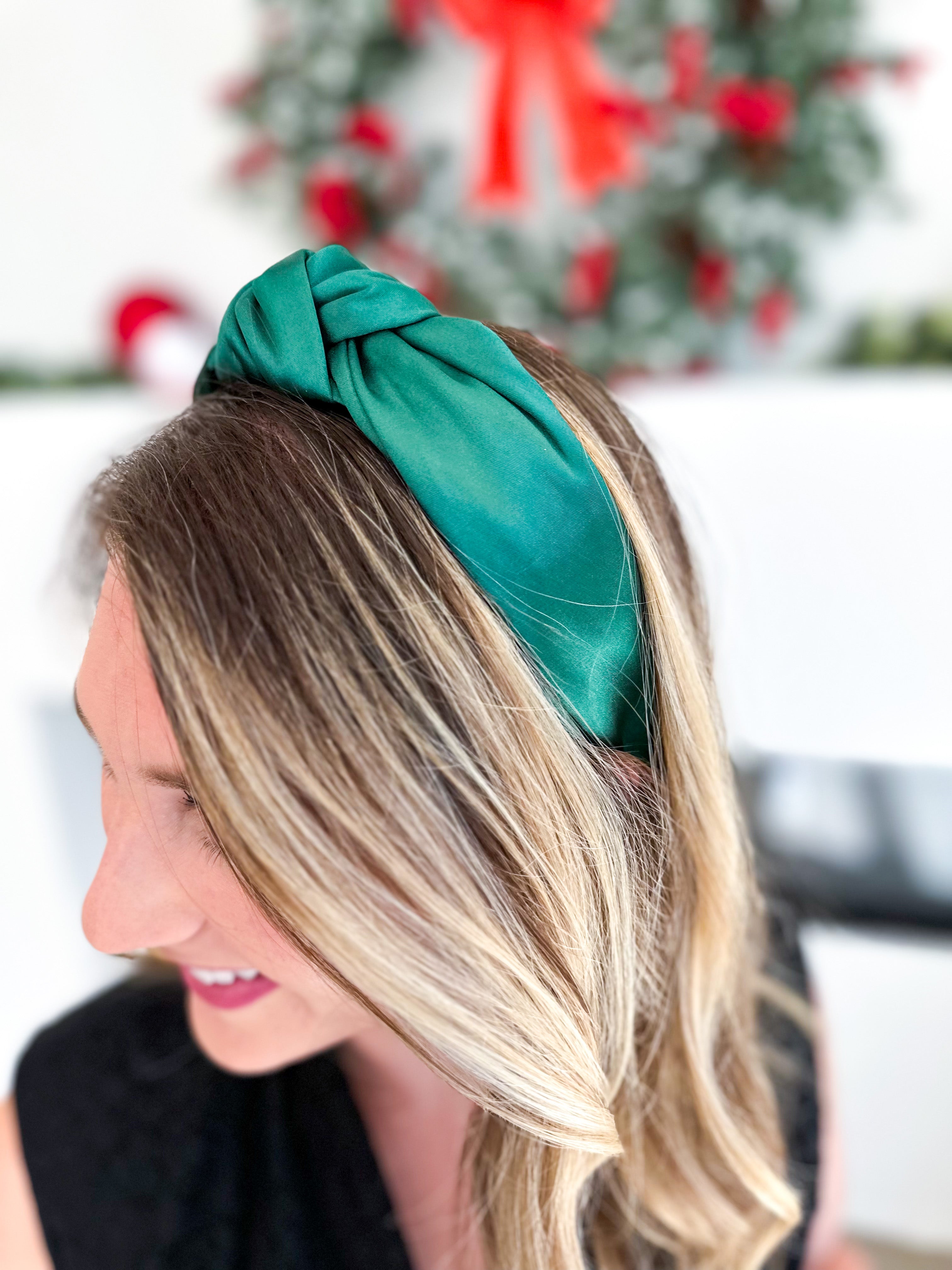 Satin Knotted Headband - Green-130 Accessories-SHIRALEAH-July & June Women's Fashion Boutique Located in San Antonio, Texas