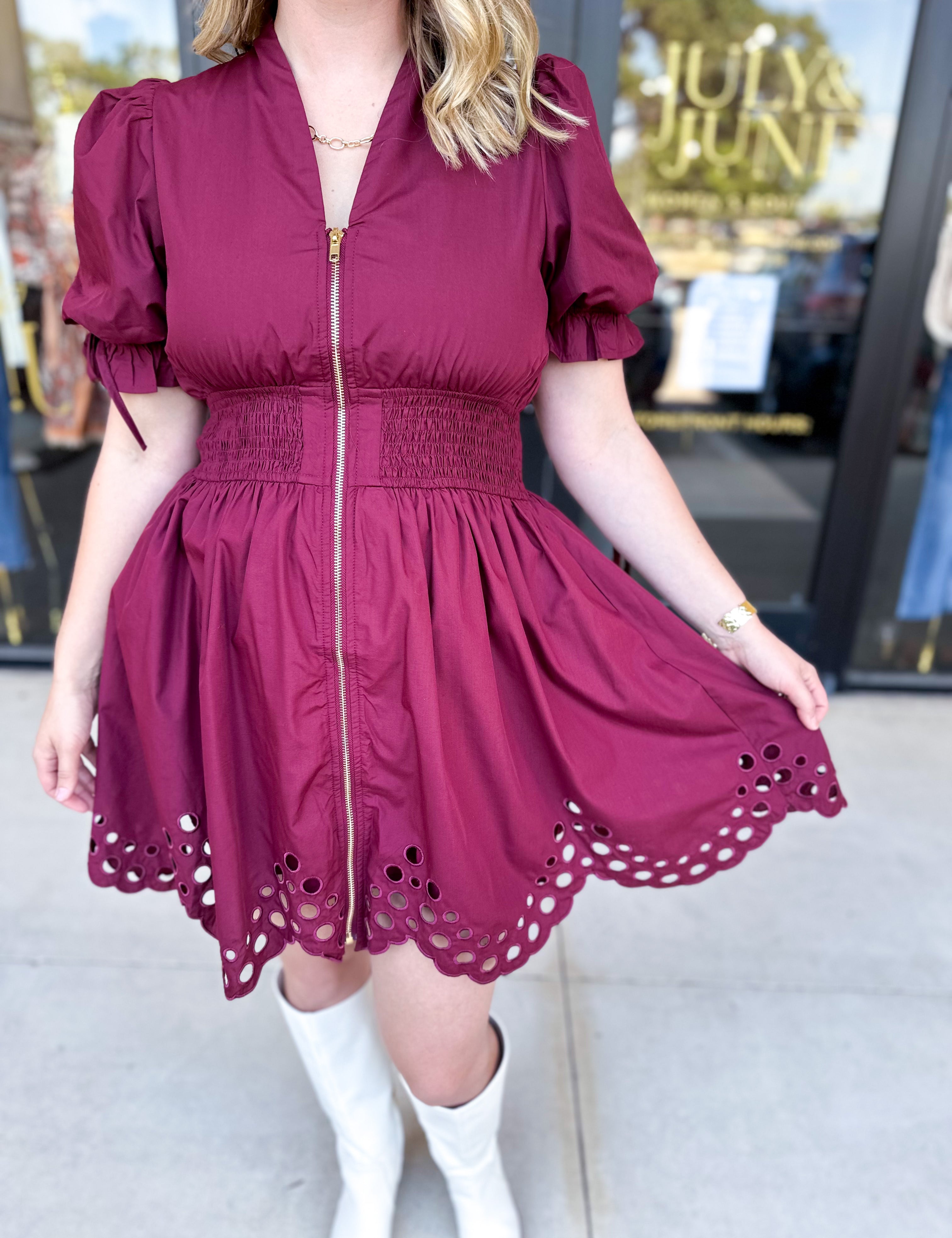 The Adeline Mini Dress - Wine-510 Mini-ENTRO-July & June Women's Fashion Boutique Located in San Antonio, Texas
