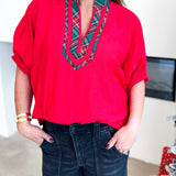 The Stacy Blouse - Red-200 Fashion Blouses-ENTRO-July & June Women's Fashion Boutique Located in San Antonio, Texas