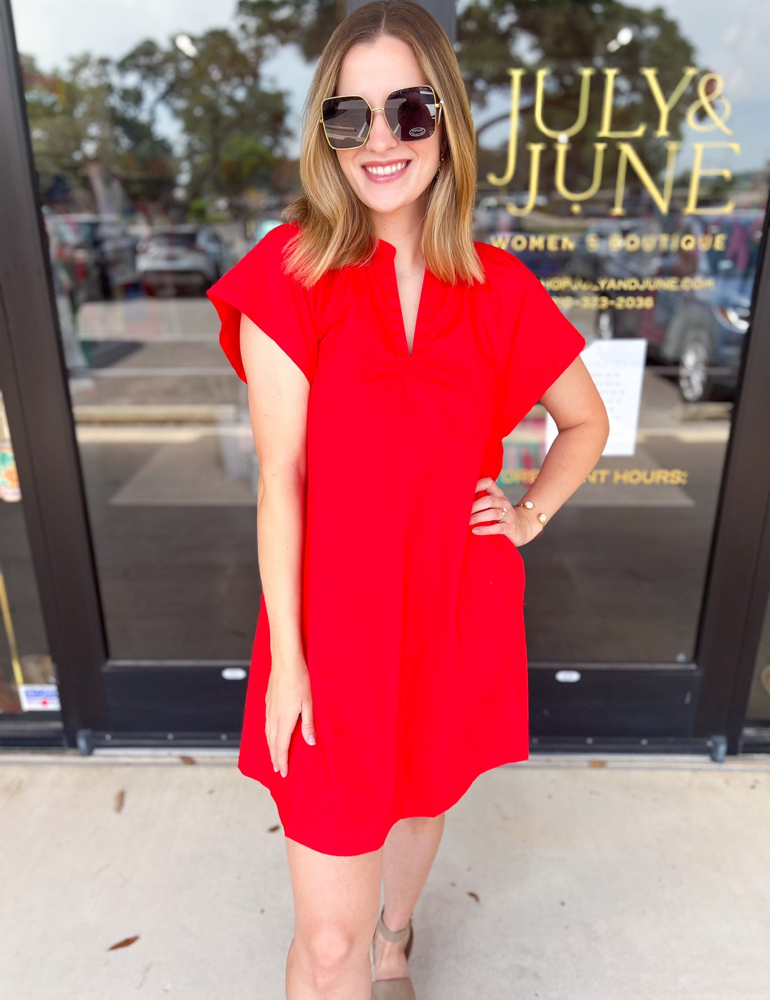The Melinda Mini Dress - Red-510 Mini-PINCH-July & June Women's Fashion Boutique Located in San Antonio, Texas