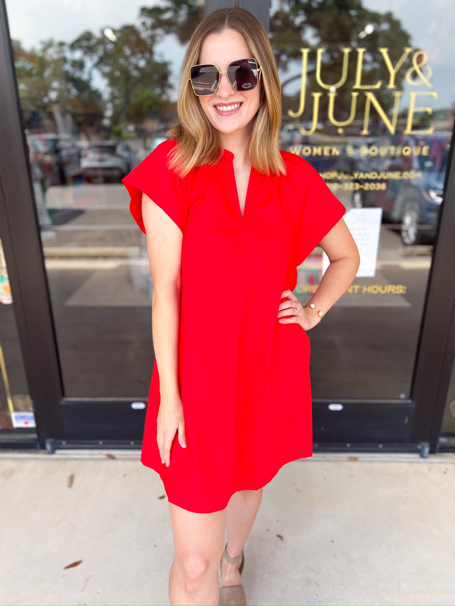 The Melinda Mini Dress - Red-510 Mini-PINCH-July & June Women's Fashion Boutique Located in San Antonio, Texas