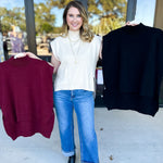 The Abigail Sweater Top - Burgundy-230 Sweaters/Cardis-ENTRO-July & June Women's Fashion Boutique Located in San Antonio, Texas
