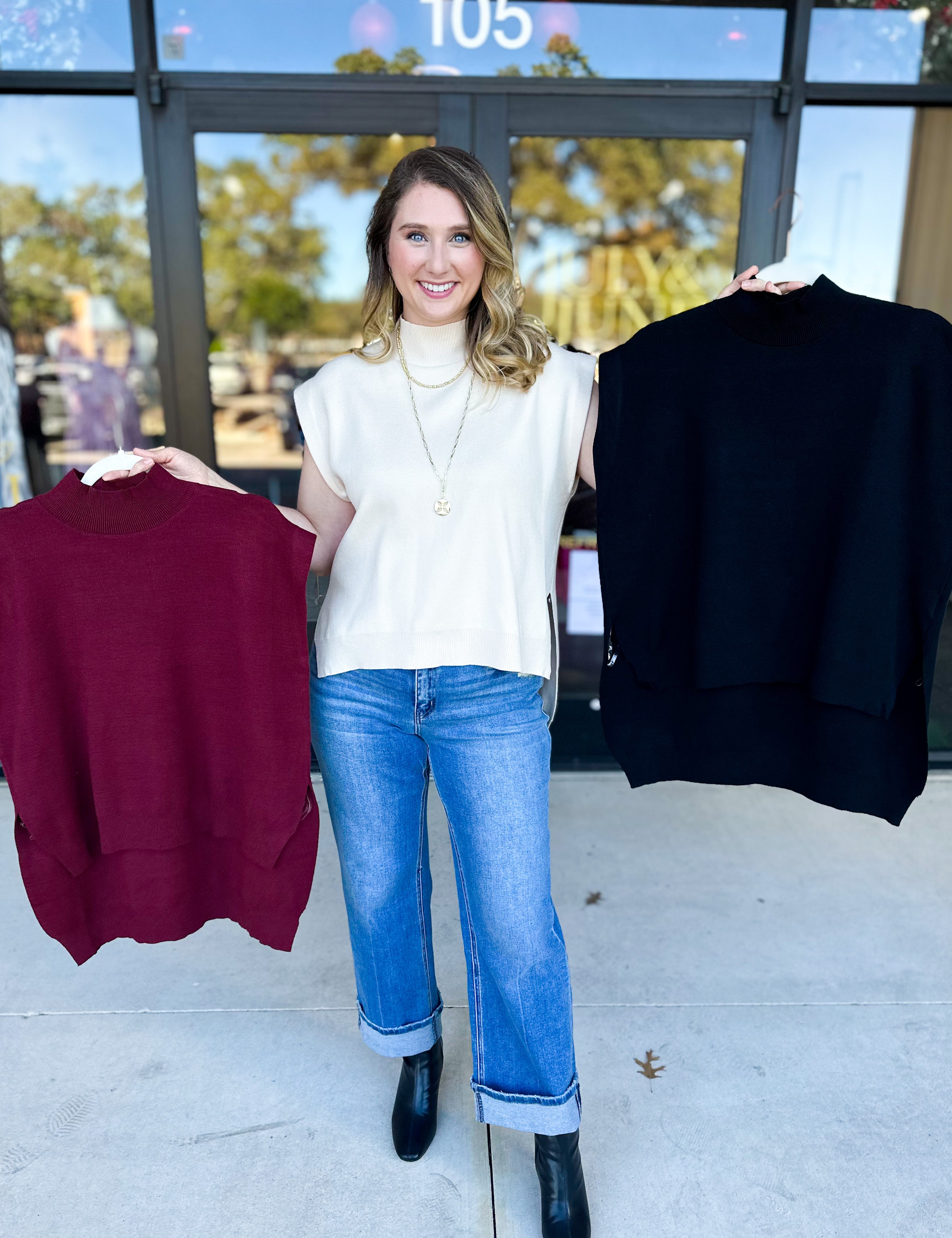 The Abigail Sweater Top - Burgundy-230 Sweaters/Cardis-ENTRO-July & June Women's Fashion Boutique Located in San Antonio, Texas
