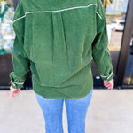 Pine Green Button Down Top-200 Fashion Blouses-JODIFL-July & June Women's Fashion Boutique Located in San Antonio, Texas