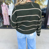 Olive & Camel Sweater-230 Sweaters/Cardis-SKIES ARE BLUE-July & June Women's Fashion Boutique Located in San Antonio, Texas