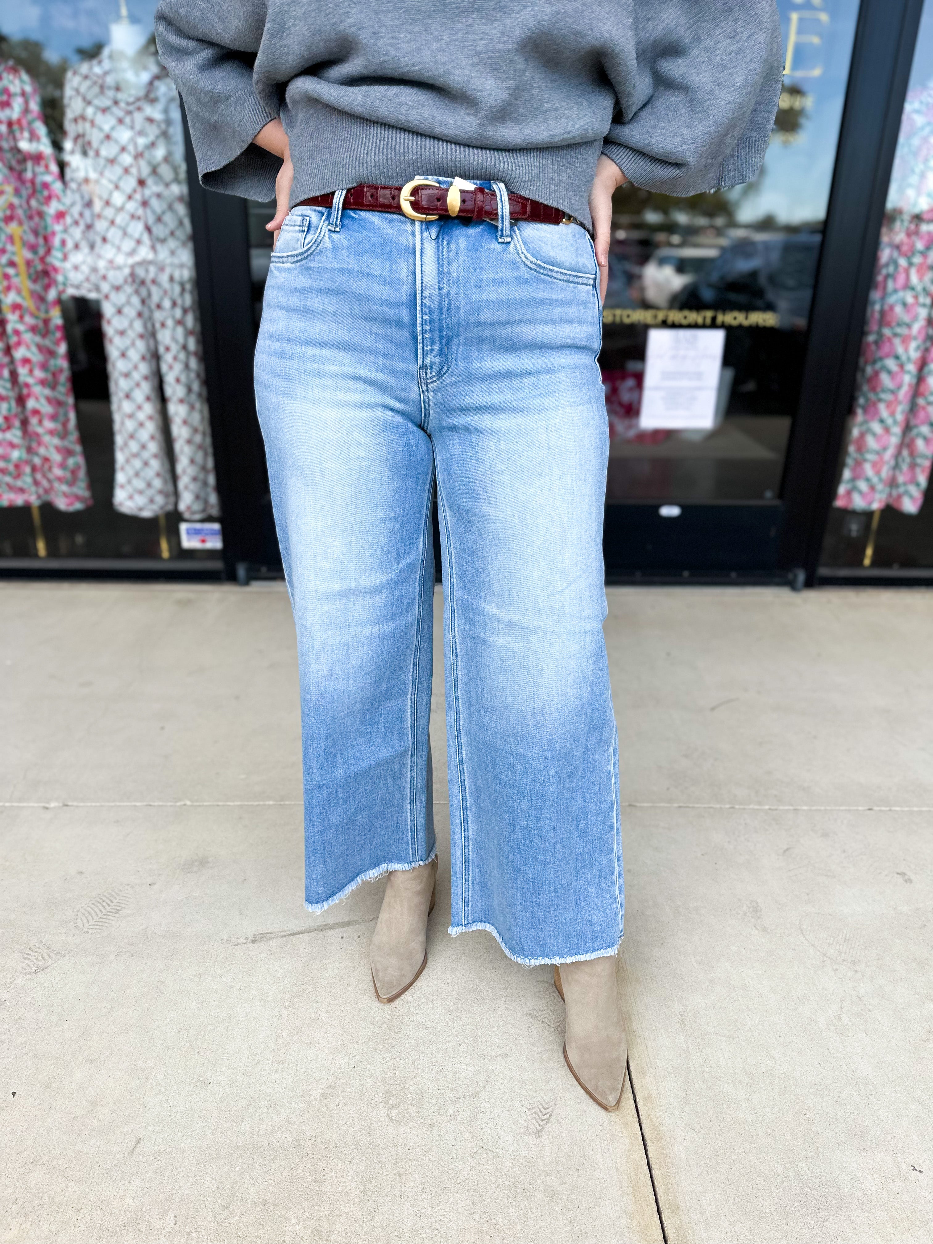Vervet - High Rise Comfort Stretch Wide Leg Jeans-400 Pants-VEVERT BY FLYING MONKEY-July & June Women's Fashion Boutique Located in San Antonio, Texas