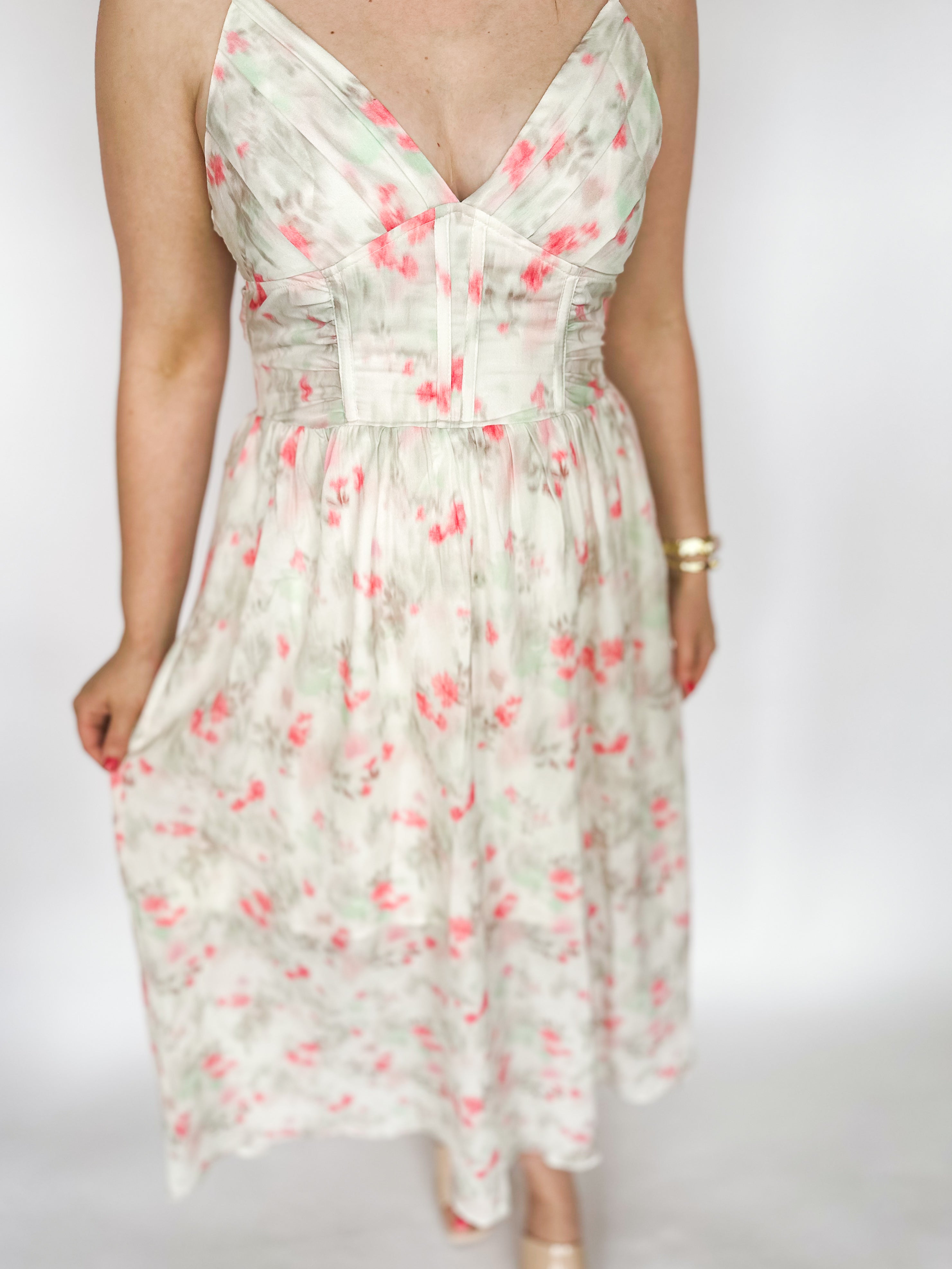 Floral Romance Midi Dress-500 Midi-ENTRO-July & June Women's Fashion Boutique Located in San Antonio, Texas