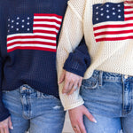 American Vintage Knit Sweater Top - Cream-230 Sweaters/Cardis-JODIFL-July & June Women's Fashion Boutique Located in San Antonio, Texas