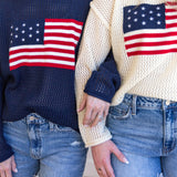 American Vintage Knit Sweater Top - Cream-230 Sweaters/Cardis-JODIFL-July & June Women's Fashion Boutique Located in San Antonio, Texas