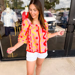 Vibrant Summers Blouse-200 Fashion Blouses-FATE-July & June Women's Fashion Boutique Located in San Antonio, Texas