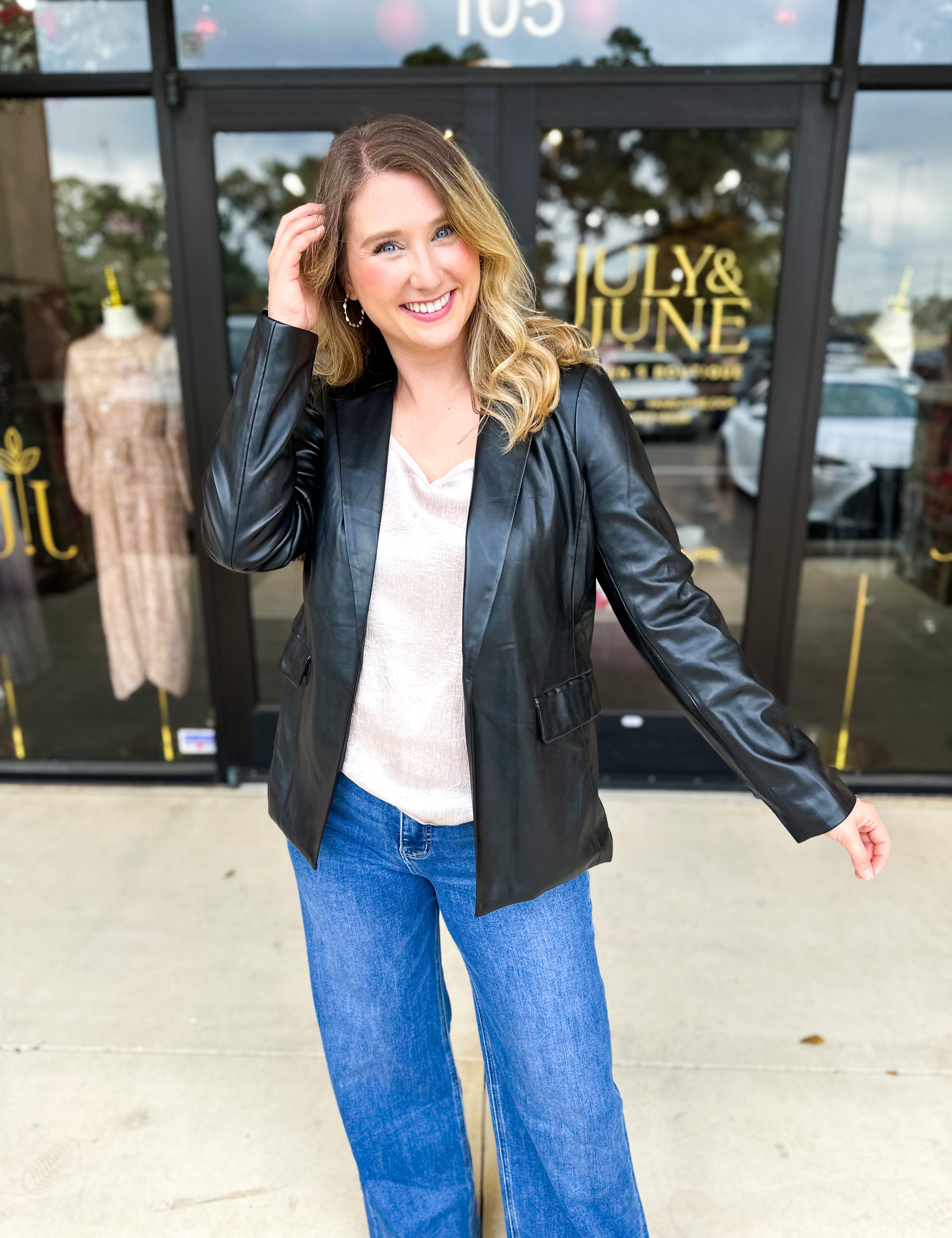 The Girlfriend Blazer-600 Outerwear-SKIES ARE BLUE-July & June Women's Fashion Boutique Located in San Antonio, Texas