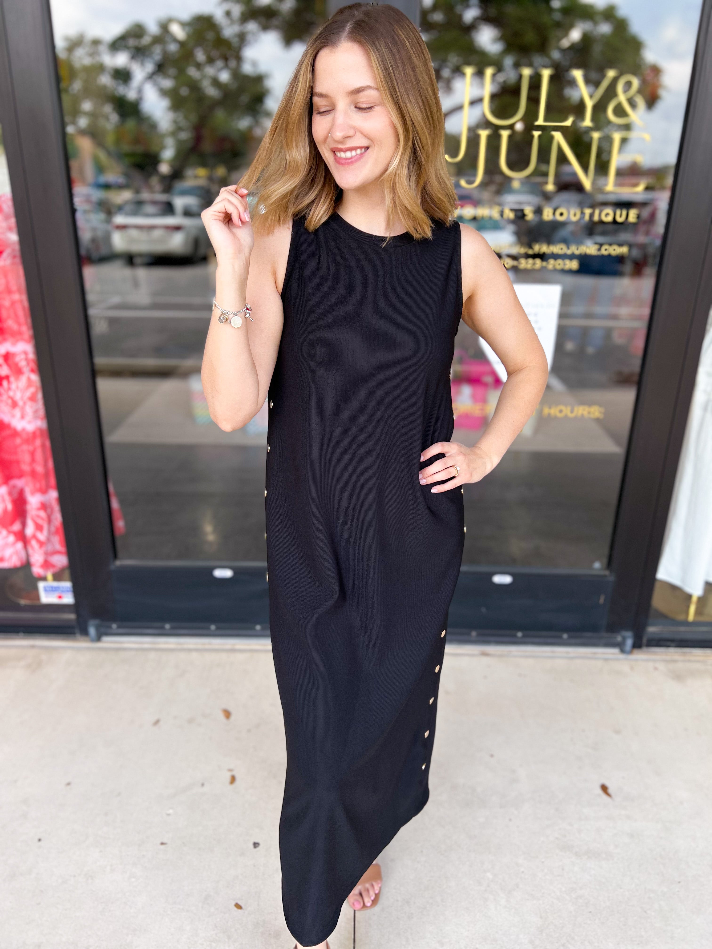 Casual Chic Midi Dress - Black-500 Midi-ENTRO-July & June Women's Fashion Boutique Located in San Antonio, Texas
