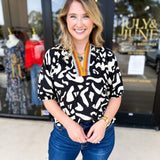 THML - Earth Tones Abstract Blouse-200 Fashion Blouses-THML-July & June Women's Fashion Boutique Located in San Antonio, Texas