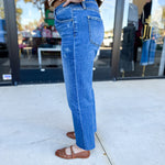 Vervet - Mid Rise Medium Wash Ankle Straight Leg Jean-400 Pants-VEVERT BY FLYING MONKEY-July & June Women's Fashion Boutique Located in San Antonio, Texas