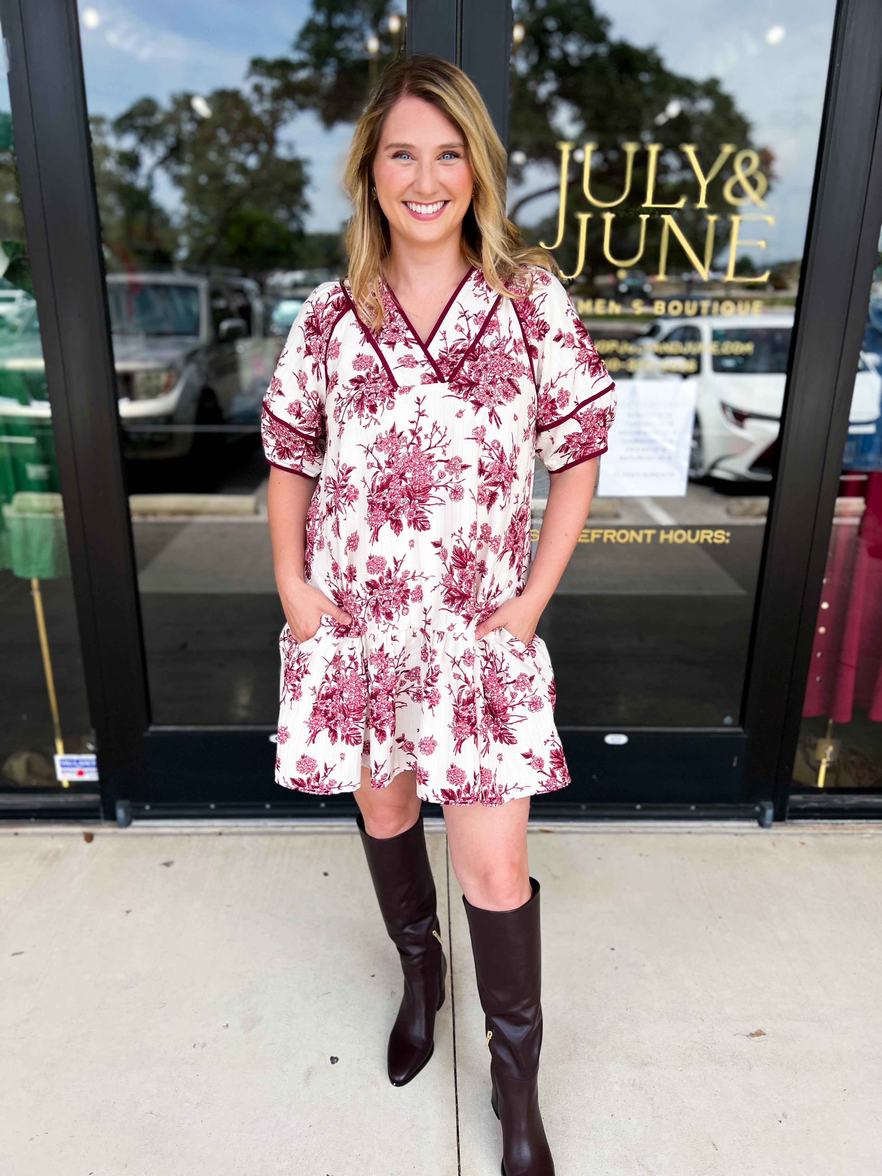The Olivia Mini Dress - Burgundy-510 Mini-ENTRO-July & June Women's Fashion Boutique Located in San Antonio, Texas