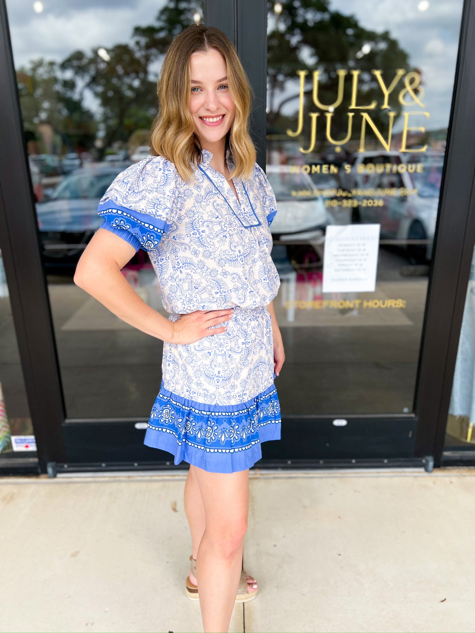 On The Border Blue Mini Skirt-410 Shorts/Skirts-PINCH-July & June Women's Fashion Boutique Located in San Antonio, Texas