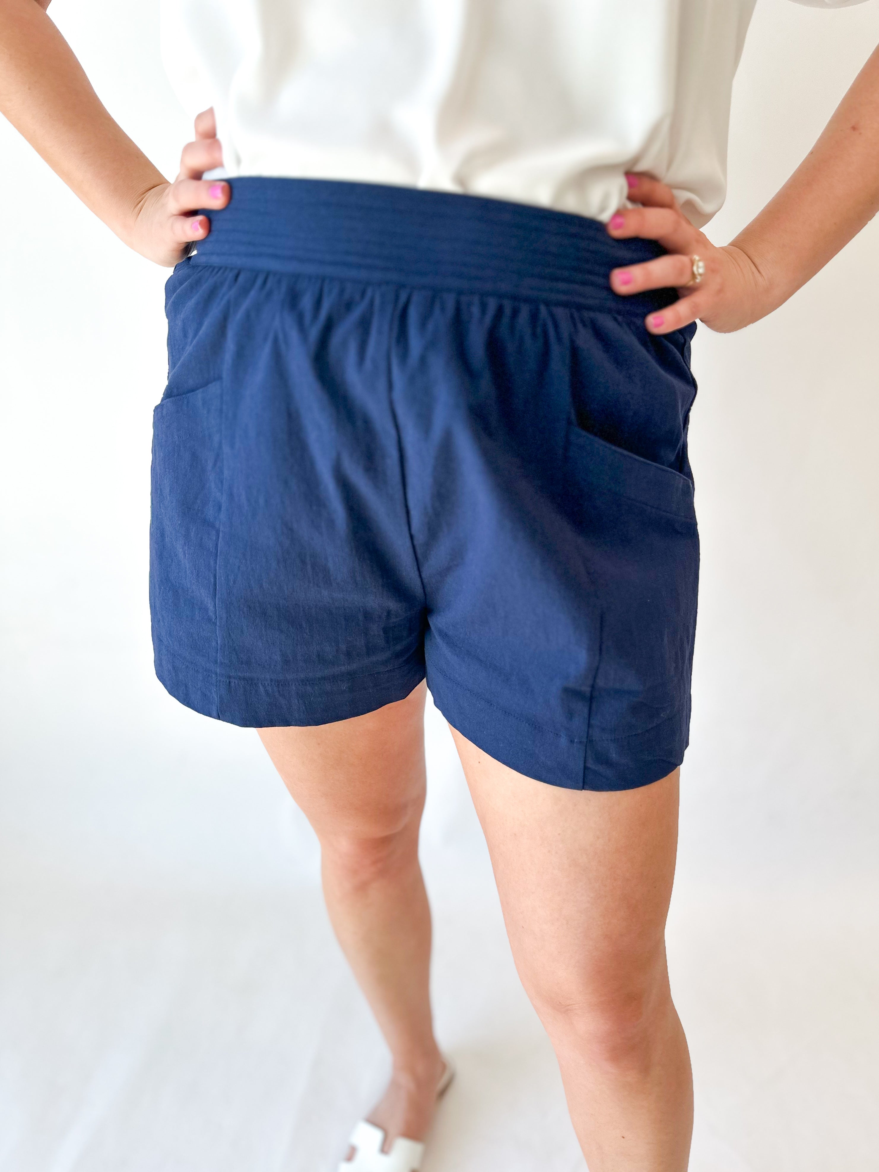 The Everyday Short - Navy-410 Shorts/Skirts-ENTRO-July & June Women's Fashion Boutique Located in San Antonio, Texas
