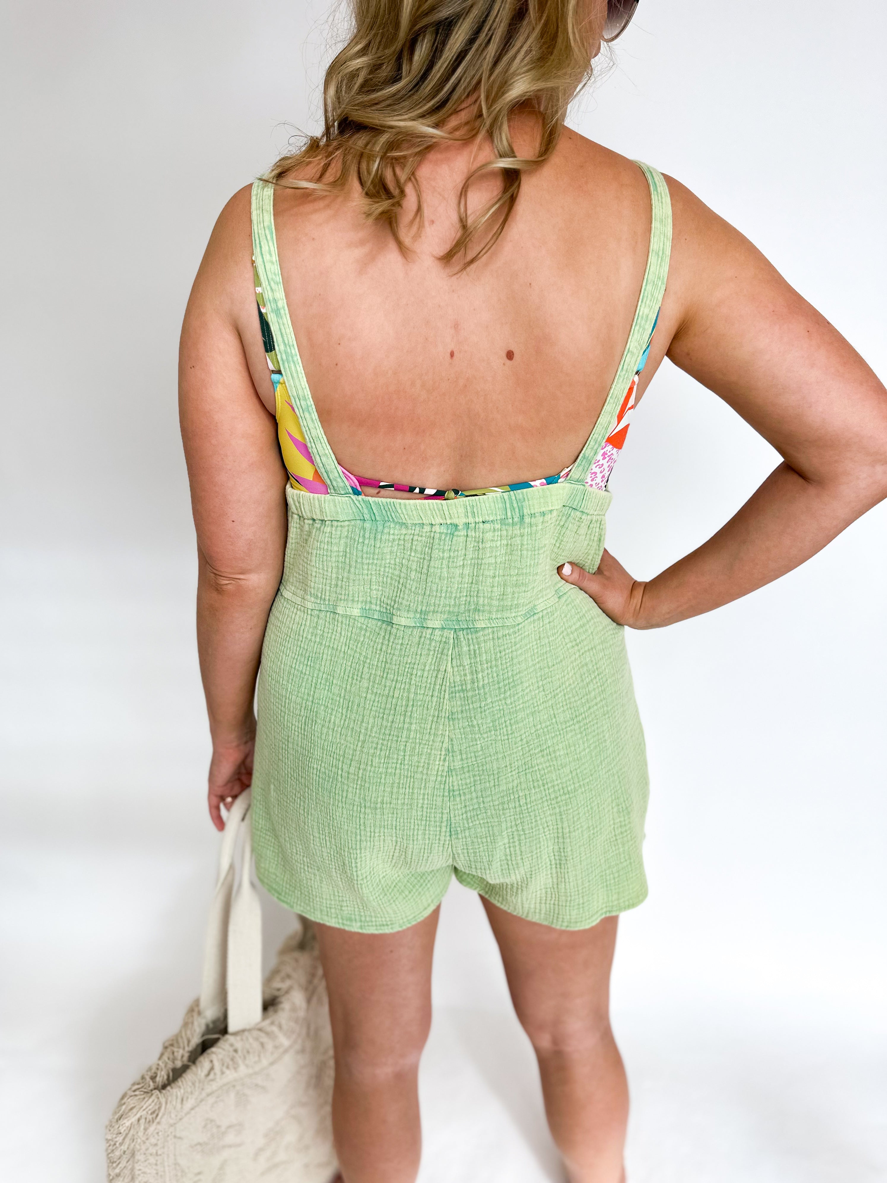 Carefree Pocket Romper - Lime-510 Mini-HEYSON-July & June Women's Fashion Boutique Located in San Antonio, Texas