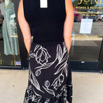 Black & White Abstract Floral Midi Dress-500 Midi-SKIES ARE BLUE-July & June Women's Fashion Boutique Located in San Antonio, Texas