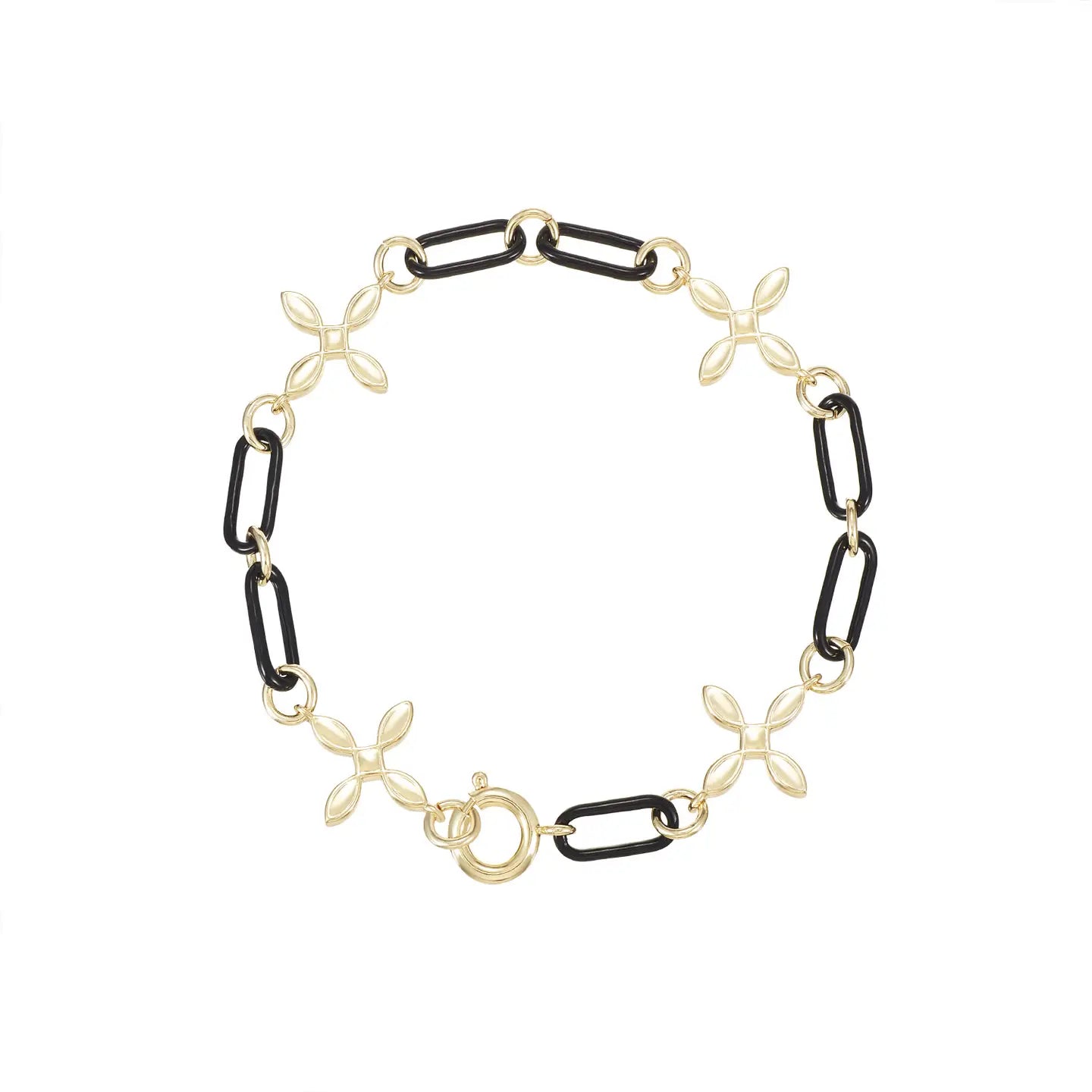 Natalie Wood - Enchanted Cross Link Bracelet in Black/Gold-110 Jewelry & Hair-Natalie Wood-July & June Women's Fashion Boutique Located in San Antonio, Texas
