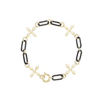 Natalie Wood - Enchanted Cross Link Bracelet in Black/Gold-110 Jewelry & Hair-Natalie Wood-July & June Women's Fashion Boutique Located in San Antonio, Texas