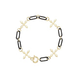 Natalie Wood - Enchanted Cross Link Bracelet in Black/Gold-110 Jewelry & Hair-Natalie Wood-July & June Women's Fashion Boutique Located in San Antonio, Texas