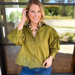 Work to Happy Hour Blouse - Martini Olive-200 Fashion Blouses-ENTRO-July & June Women's Fashion Boutique Located in San Antonio, Texas