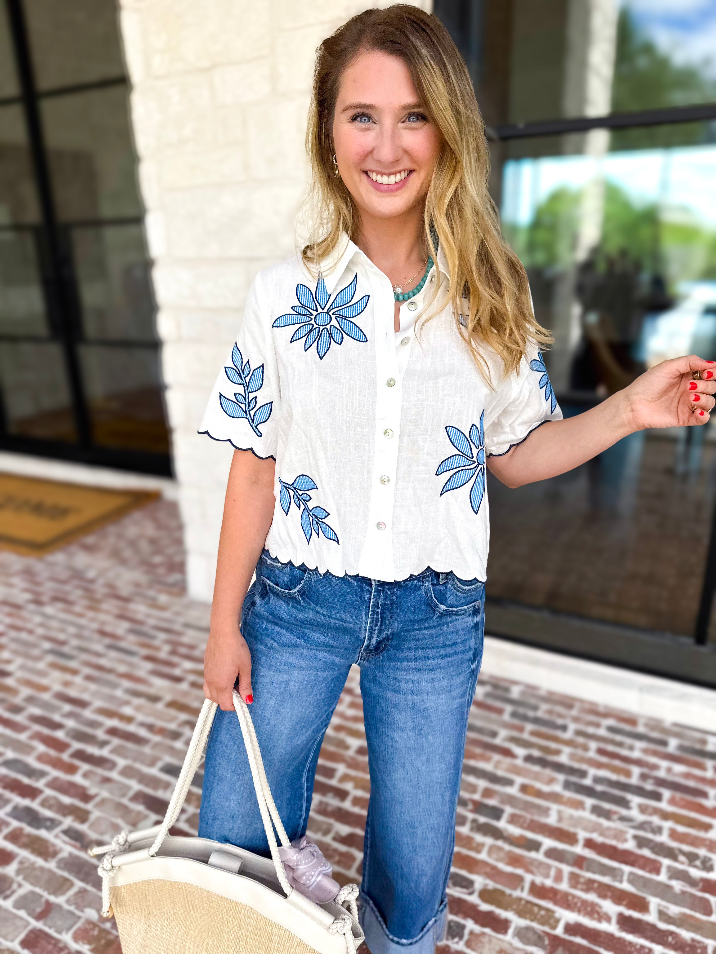 THML - Girl Next Door Blouse-200 Fashion Blouses-THML-July & June Women's Fashion Boutique Located in San Antonio, Texas